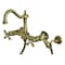 Kingston Brass Heritage Wall Mnt Bridge Kitchen Faucet W/Brass Sprayer, Brass KS1263AXBS - alternate 1